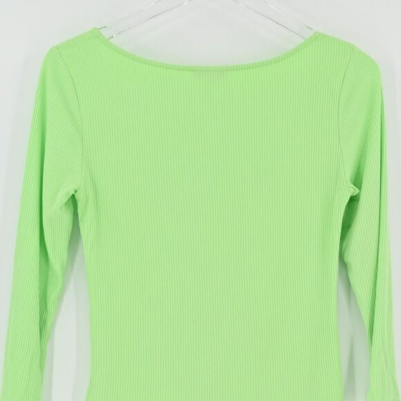 WHISTLES Top Womens Sz 6 Lime Green Fitted Ribbed Knit Square Neck Capsule NEW‎ - Picture 6 of 10